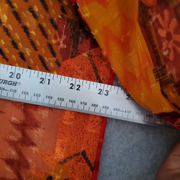 Exclusif by Whispers Women‎ Button Up XL Orange Patchwork Long Sleeve Vintage - Picture 5 of 6